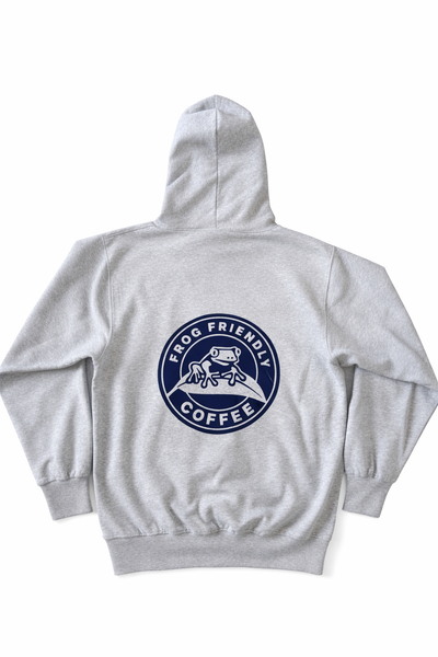 Grey Hoodie | Frog Friendly Coffee